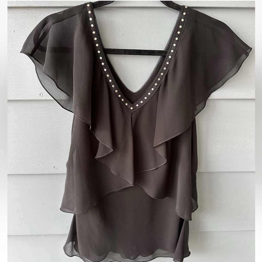 WHBM studded Detail Black Blouse Top Sz 4